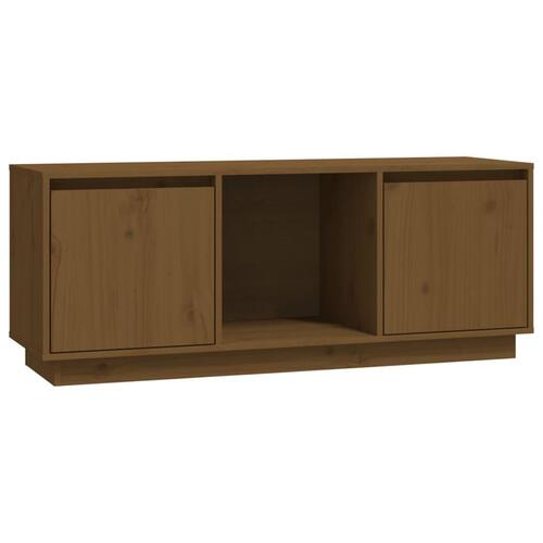 Tv-bord 110,5x35x44 cm massivt fyrretræ gyldenbrun