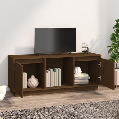 Tv-bord 110,5x35x44 cm massivt fyrretræ gyldenbrun