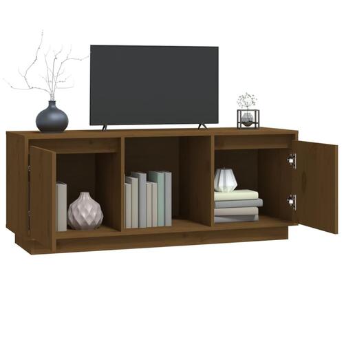 Tv-bord 110,5x35x44 cm massivt fyrretræ gyldenbrun