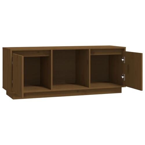 Tv-bord 110,5x35x44 cm massivt fyrretræ gyldenbrun