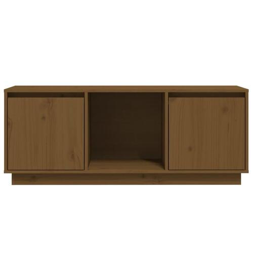 Tv-bord 110,5x35x44 cm massivt fyrretræ gyldenbrun