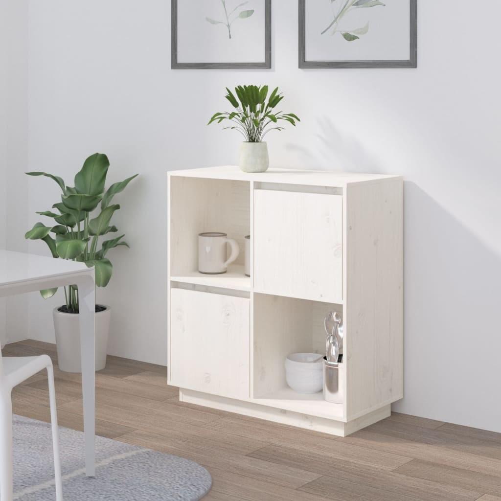 Skænk 74x35x80 cm massivt fyrretræ hvid