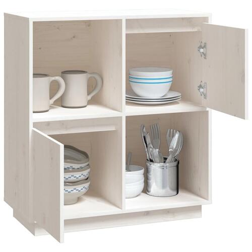 Skænk 74x35x80 cm massivt fyrretræ hvid