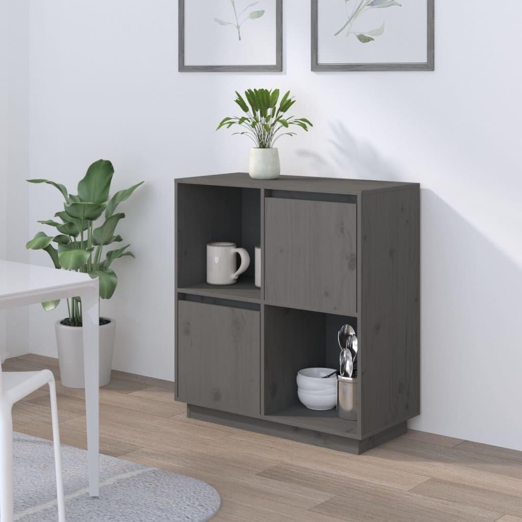 Skænk 74x35x80 cm massivt fyrretræ grå
