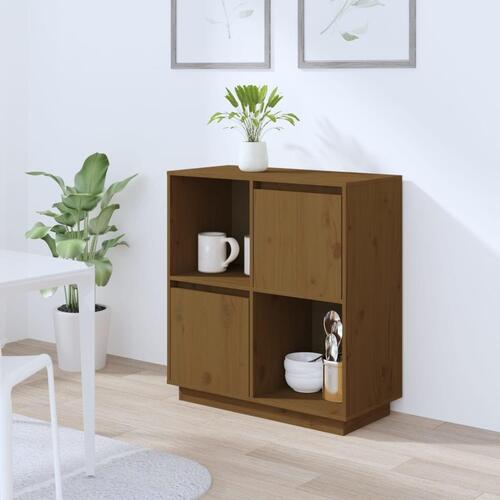 Skænk 74x35x80 cm massivt fyrretræ gyldenbrun