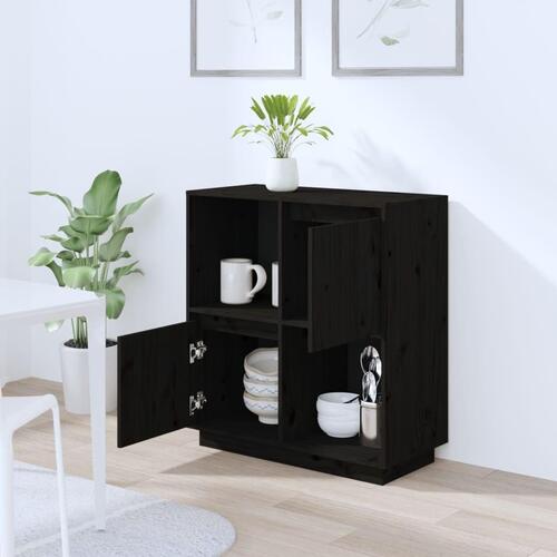 Skænk 74x35x80 cm massivt fyrretræ sort