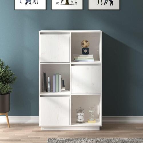 Højskab 74x35x117 cm massivt fyrretræ hvid