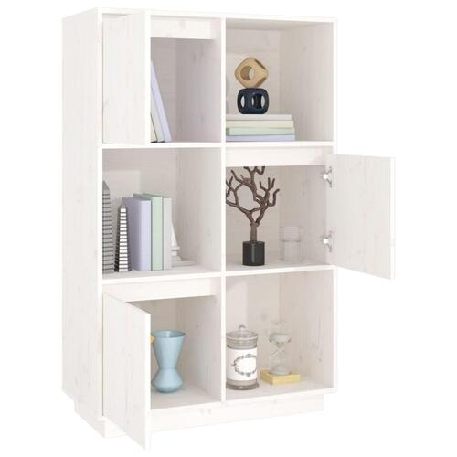 Højskab 74x35x117 cm massivt fyrretræ hvid
