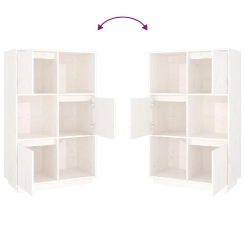 Højskab 74x35x117 cm massivt fyrretræ hvid