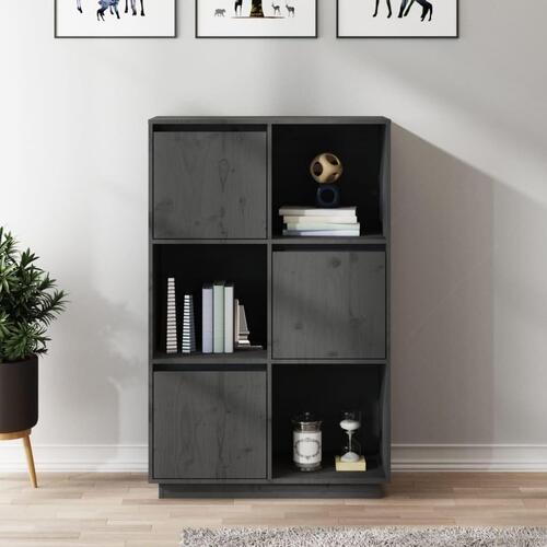 Højskab 74x35x117 cm massivt fyrretræ grå