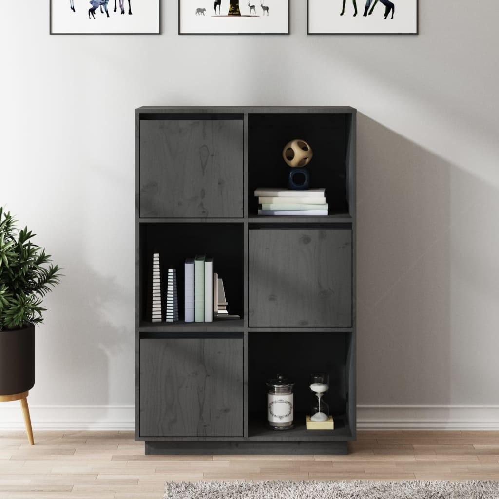 Højskab 74x35x117 cm massivt fyrretræ grå