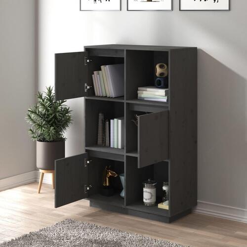 Højskab 74x35x117 cm massivt fyrretræ grå