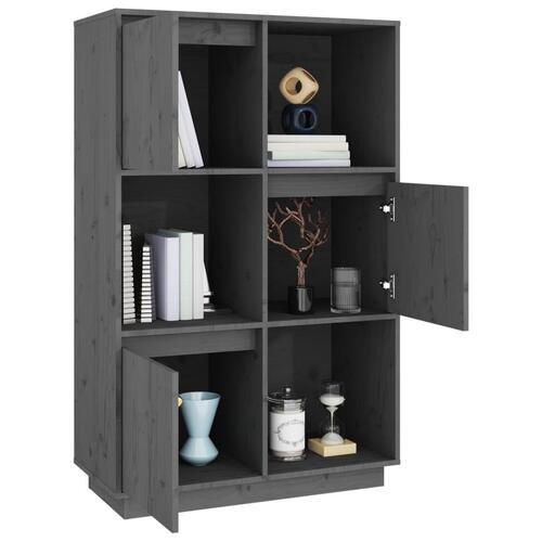 Højskab 74x35x117 cm massivt fyrretræ grå