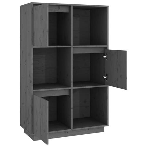 Højskab 74x35x117 cm massivt fyrretræ grå