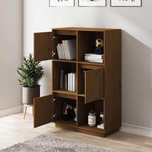 Højskab 74x35x117 cm massivt fyrretræ gyldenbrun