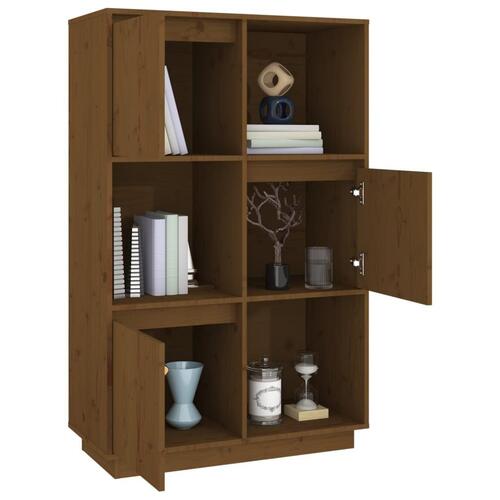Højskab 74x35x117 cm massivt fyrretræ gyldenbrun