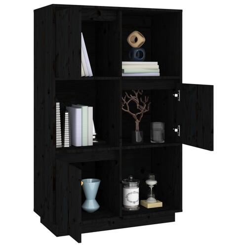 Højskab 74x35x117 cm massivt fyrretræ sort