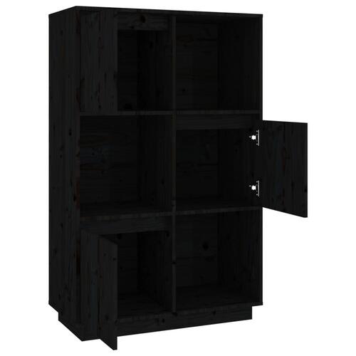 Højskab 74x35x117 cm massivt fyrretræ sort