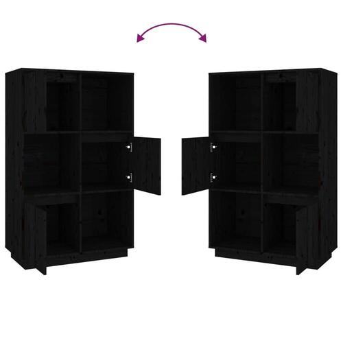 Højskab 74x35x117 cm massivt fyrretræ sort