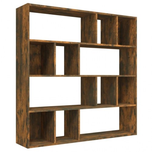 Bogreol 110x24x110 cm konstrueret træ røget egetræsfarve