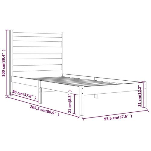 Sengeramme 90x200 cm massivt fyrretræ