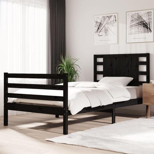 Sengeramme 100x200 cm massivt fyrretræ sort