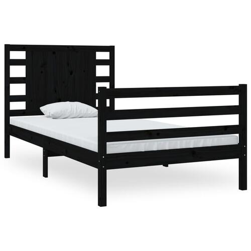 Sengeramme 100x200 cm massivt fyrretræ sort