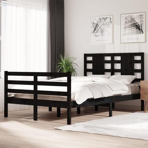 Sengeramme 120x200 cm massivt fyrretræ sort