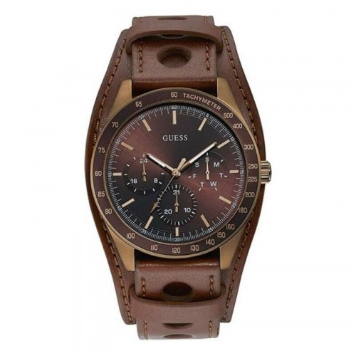 Herreur Guess W1100G3 - brun læderrem, Ø 44 mm