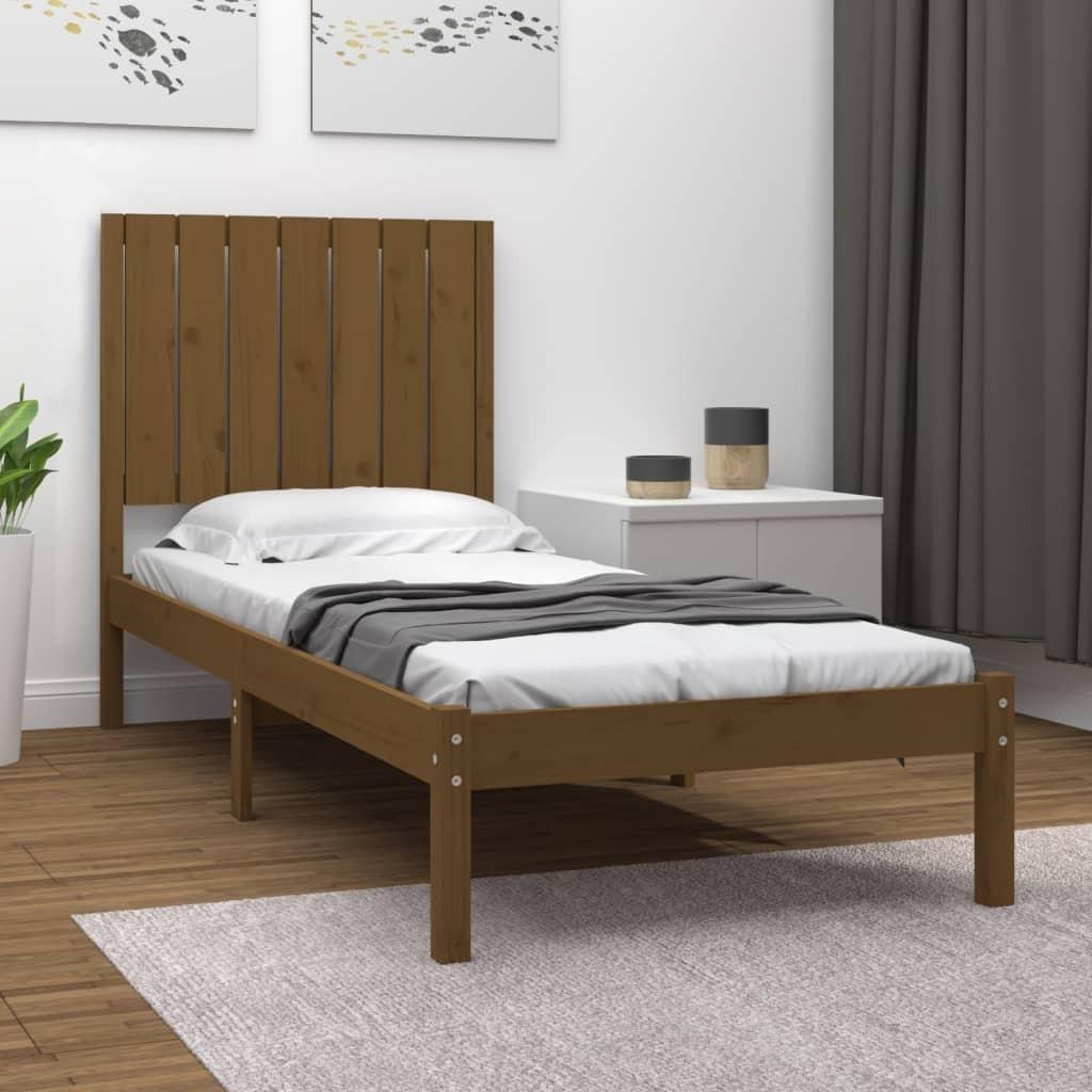 Sengeramme 75x190 cm Small Single massivt træ gyldenbrun