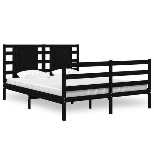 Sengeramme 140x200 cm massivt fyrretræ sort