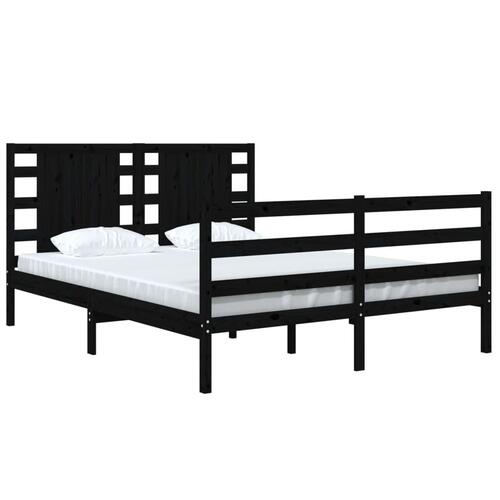 Sengeramme 140x200 cm massivt fyrretræ sort