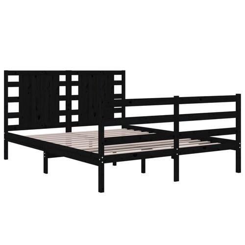 Sengeramme 140x200 cm massivt fyrretræ sort