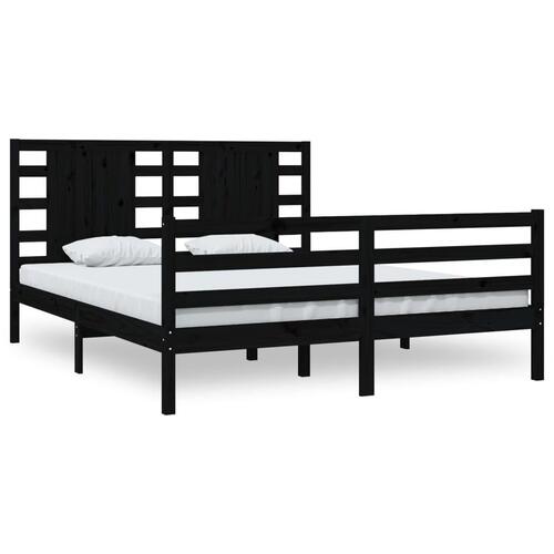 Sengestel 200x200 cm massivt fyrretræ sort