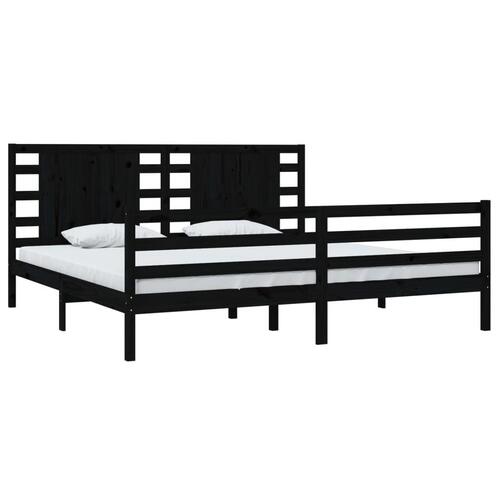 Sengestel 200x200 cm massivt fyrretræ sort
