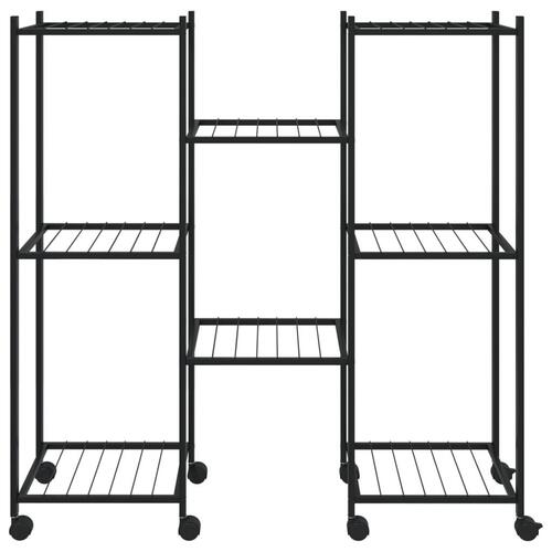 Blomsterstativ med hjul 83x25x83,5 cm jern sort
