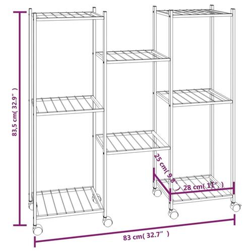 Blomsterstativ med hjul 83x25x83,5 cm jern sort