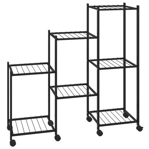 Blomsterstativ med hjul 83x25x83,5 cm jern sort
