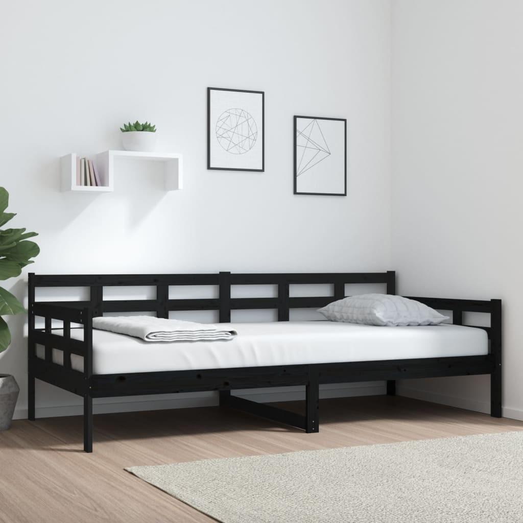 Daybed 90x200 cm massivt fyrretræ sort