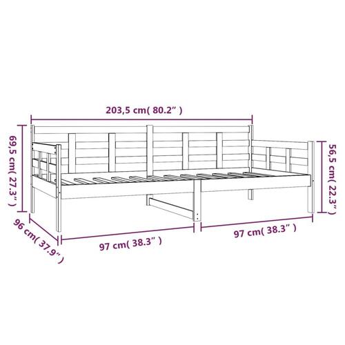 Daybed 90x200 cm massivt fyrretræ sort
