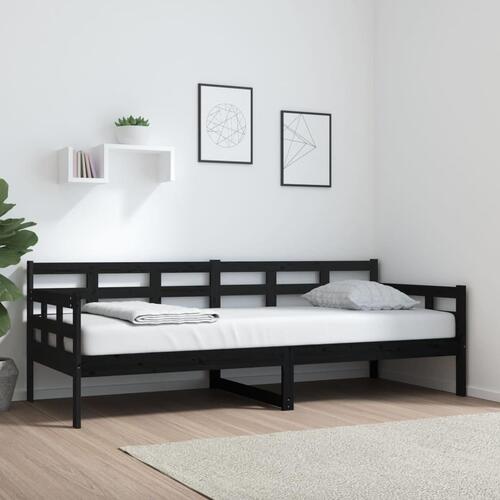 Daybed 80x200 cm massivt fyrretræ sort