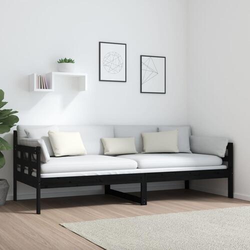 Daybed 80x200 cm massivt fyrretræ sort