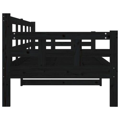 Daybed 80x200 cm massivt fyrretræ sort