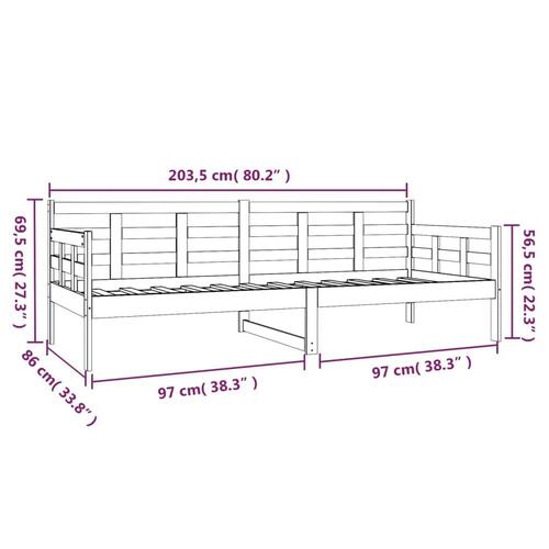 Daybed 80x200 cm massivt fyrretræ sort