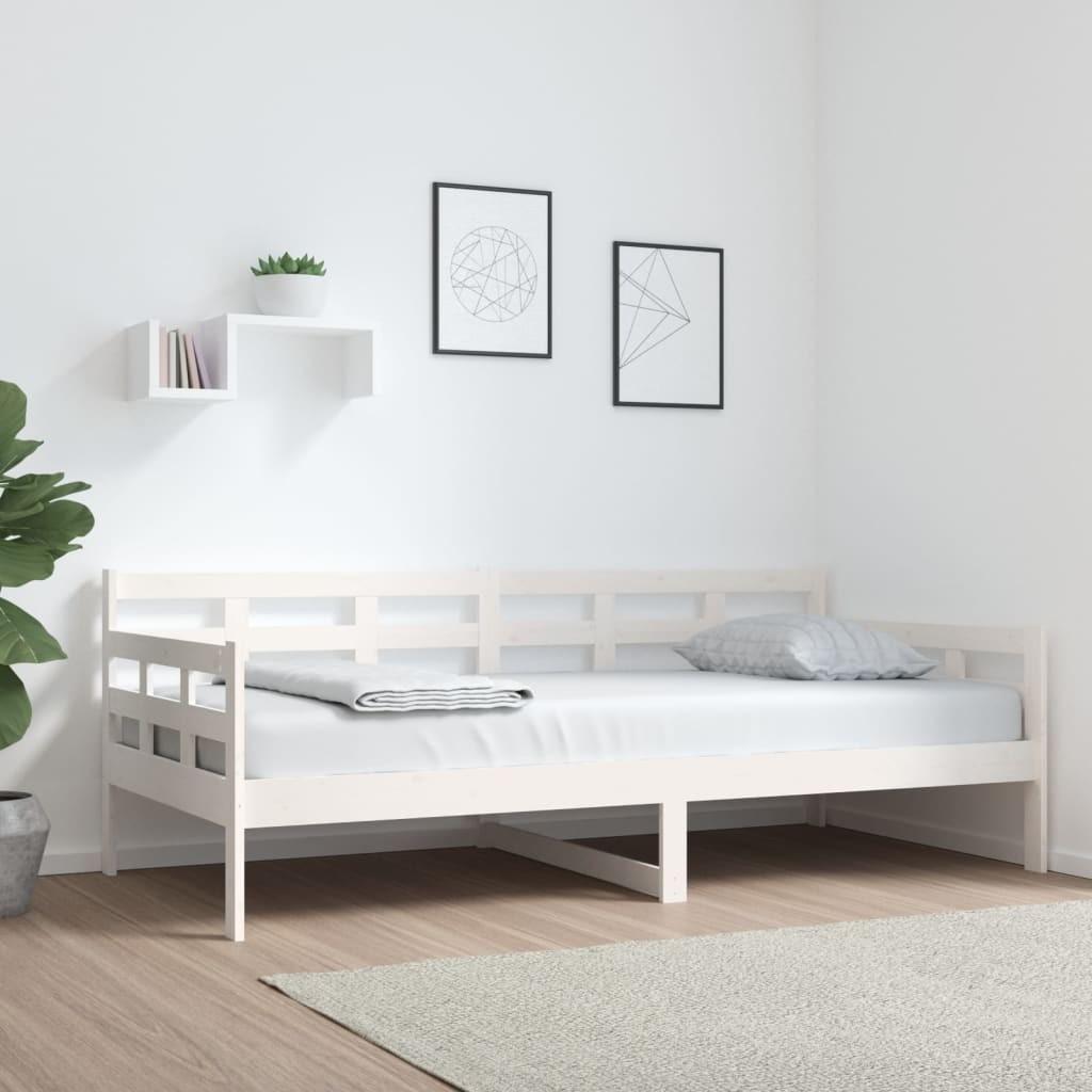 Daybed massivt fyrretræ hvid 90x190 cm