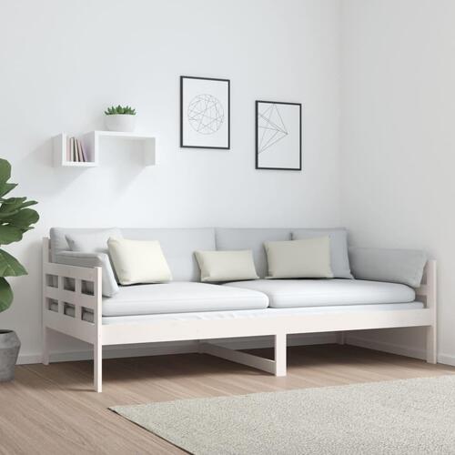 Daybed massivt fyrretræ hvid 90x190 cm