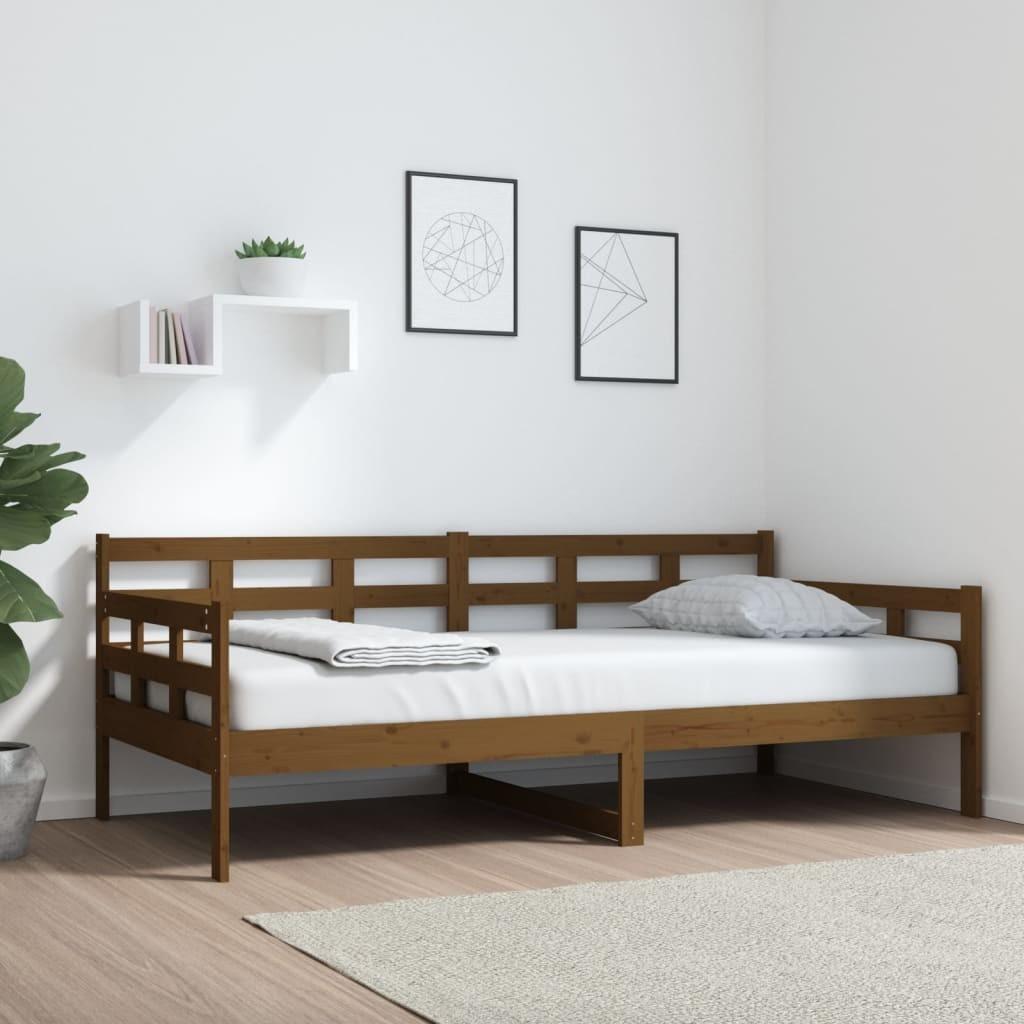 Daybed massivt fyrretræ gyldenbrun 90x190 cm