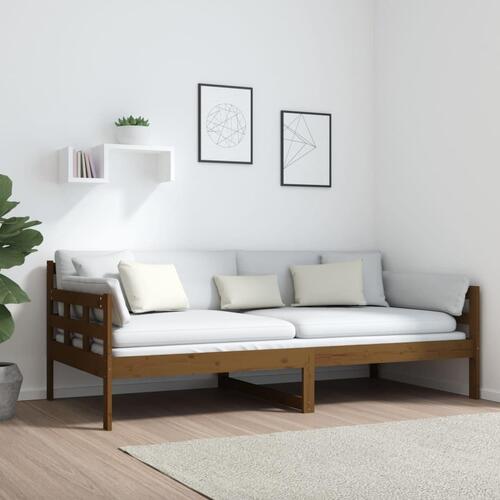 Daybed massivt fyrretræ gyldenbrun 90x190 cm