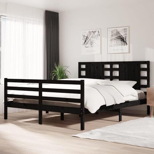 Sengeramme 160x200 cm massivt fyrretræ sort