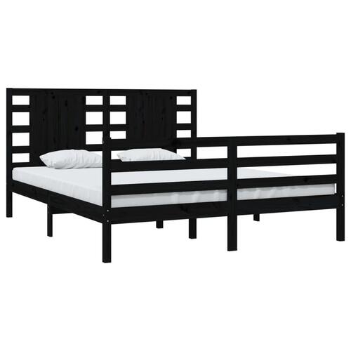 Sengeramme 160x200 cm massivt fyrretræ sort